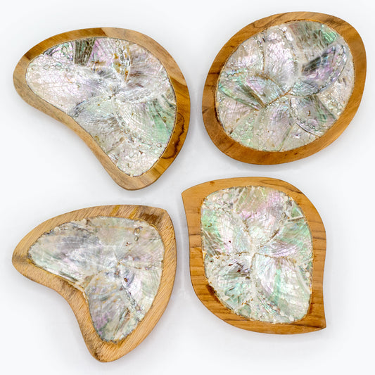 Teak mini schaaltje met schelp