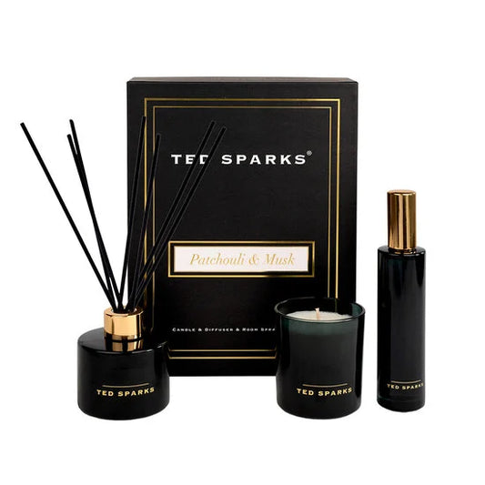 TED SPARKS - Candle, Diffuser & Room Spray Gift Set - Patchouli & Musk